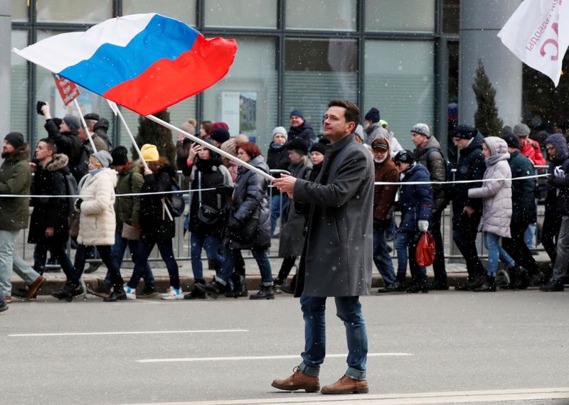 FILE PHOTO: Russian opposition figure Ilya Yashin takes part in