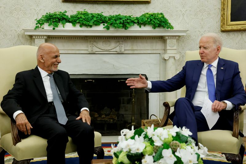 U.S. President Biden meets with Afghan President Ghani and Chairman