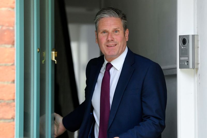 FILE PHOTO: Britain’s Labour Party leader, Keir Starmer leaves his