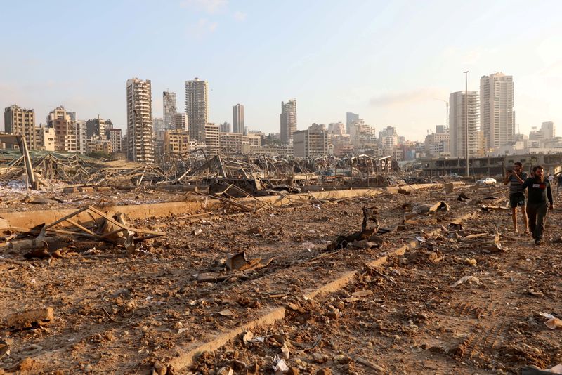 FILE PHOTO: Site of an explosion in Beirut