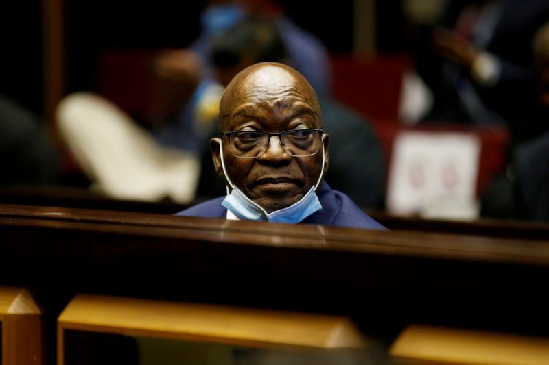 FILE PHOTO: Former South African President Jacob Zuma sits in