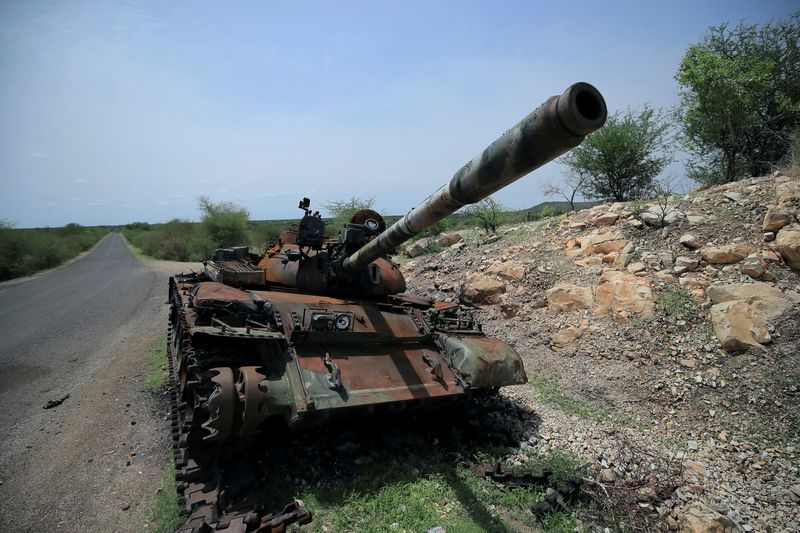 FILE PHOTO: FILE PHOTO: A tank damaged during the fighting