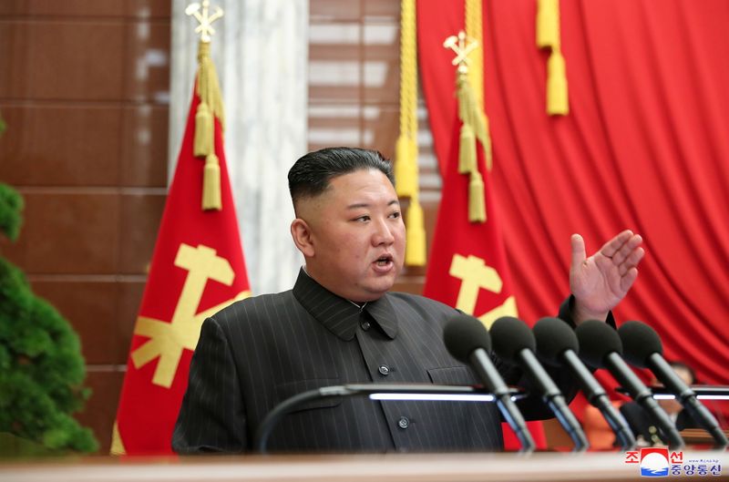 FILE PHOTO: North Korean leader Kim Jong Un speaks during