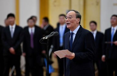 China’s Vice President Wang Qishan talks to the representatives of