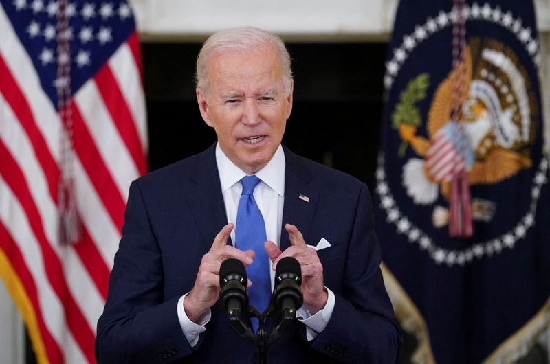FILE PHOTO: U.S. President Joe Biden speaks about the country’s