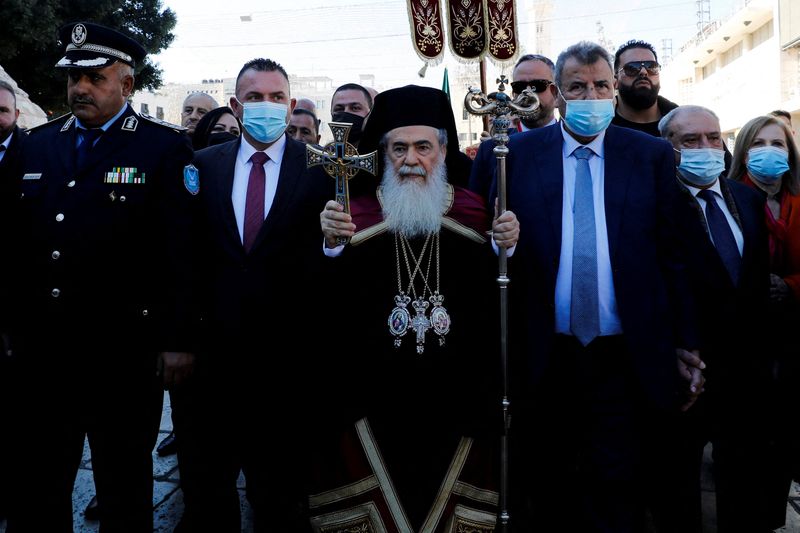 Greek Orthodox Patriarch of Jerusalem Theophilos III in Bethlehem