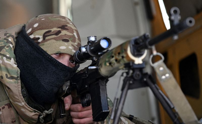 Russian snipers take part in military exercises in the Rostov