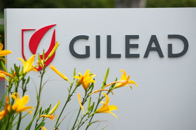 FILE PHOTO: The logo of Gilead Sciences Inc pharmaceutical company
