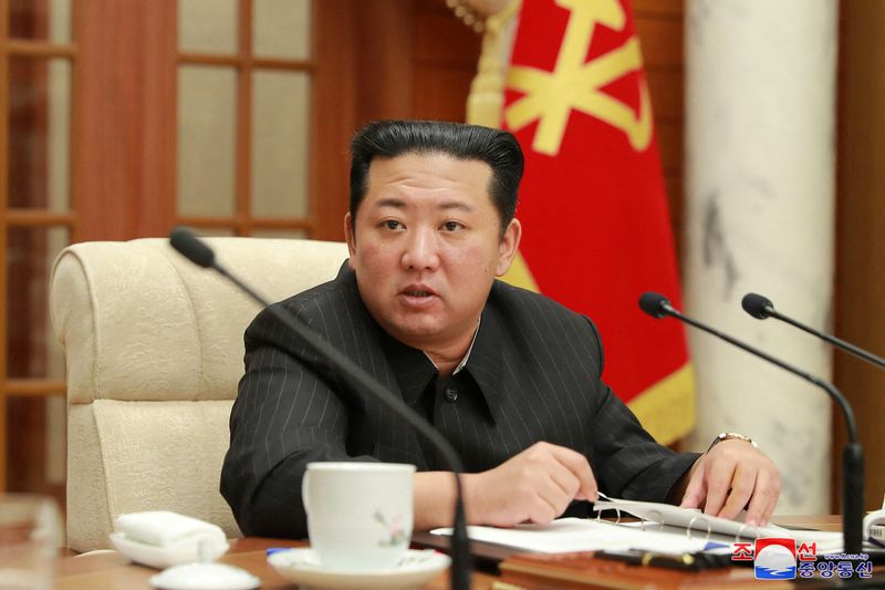 North Korean leader Kim Jong Un attends a meeting of