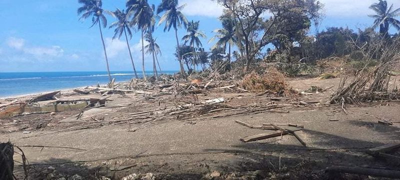 FILE PHOTO: A view of a beach and debris following