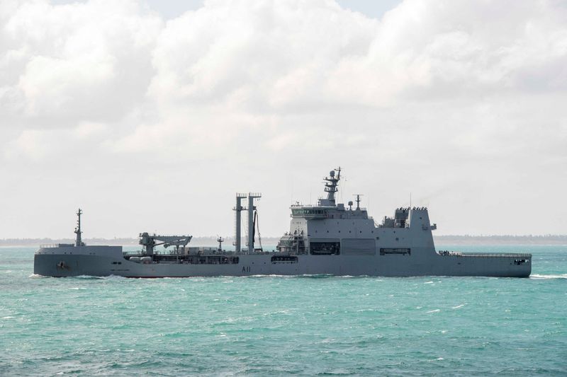 Royal New Zealand Navy’s HMNZS Aotearoa sails in the sea