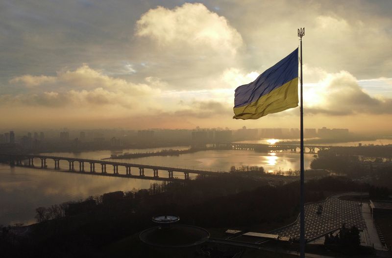 Ukraine’s biggest national flag on the country’s highest flagpole is