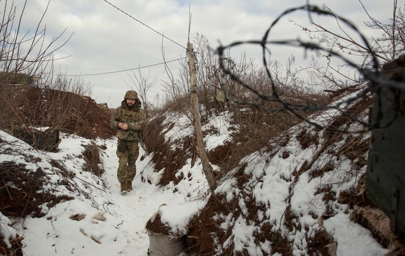 FILE PHOTO: A service member of the Ukrainian armed forces