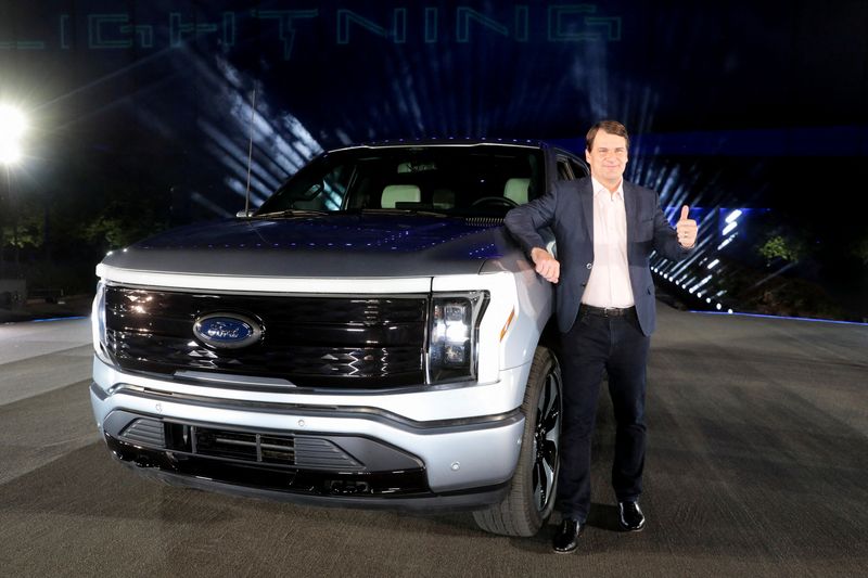 FILE PHOTO: Unveiling of the all-electric Ford F-150 Lightning pickup