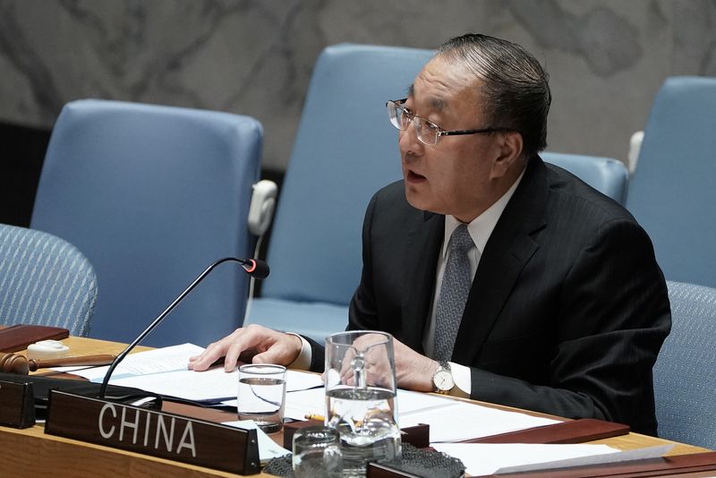 Zhang Jun, China’s Ambassador to the United Nations speaks at