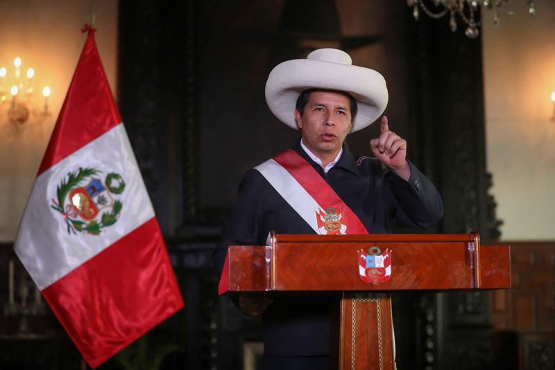 Peru’s President Pedro Castillo addresses the nation in a recorded