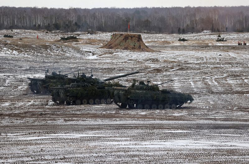 FILE PHOTO: Military vehicles are seen during the joint exercises