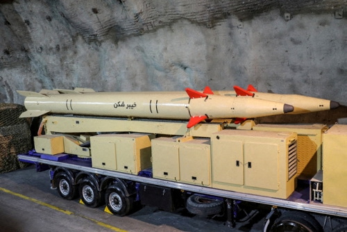 New Iranian “Kheibarshekan” missiles are seen in an undisclosed location