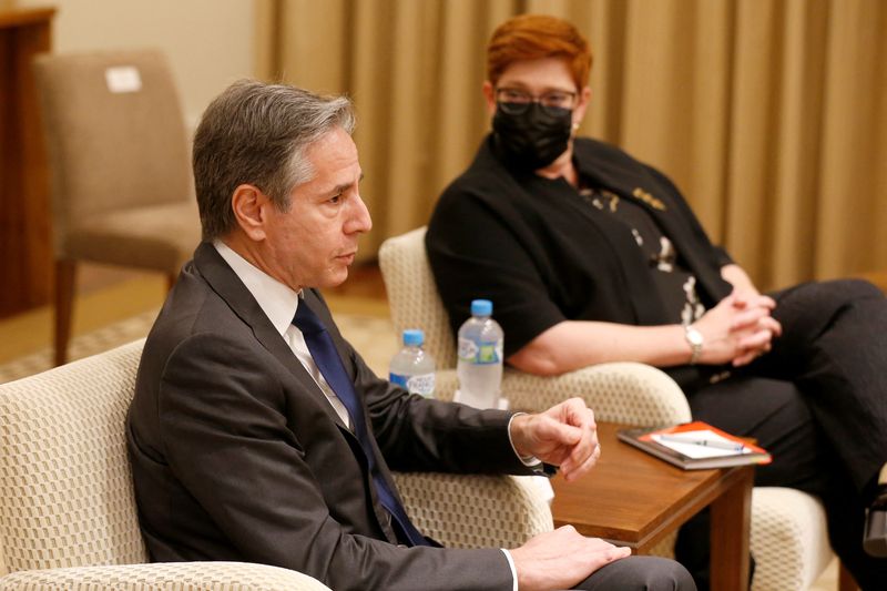 U.S. Secretary of State Antony Blinken speaks with Australian Prime