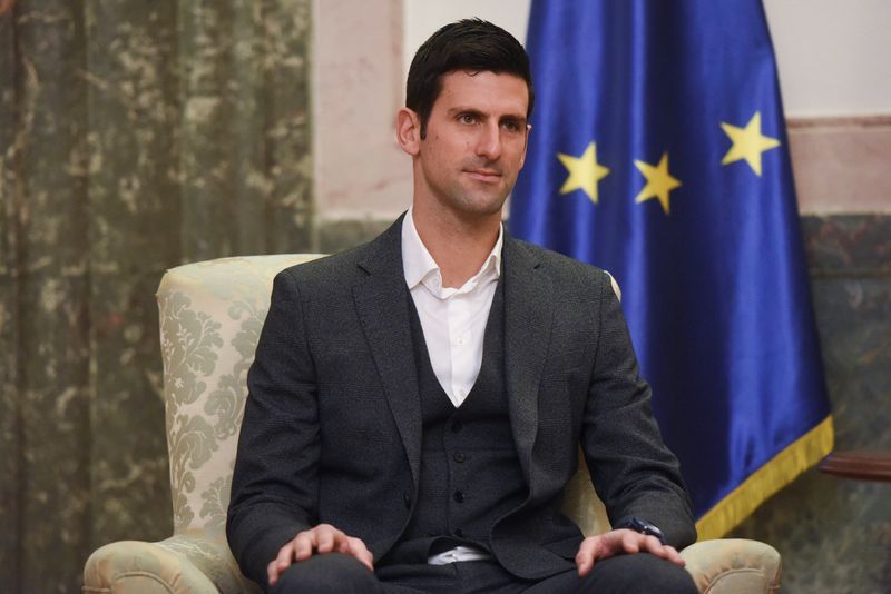 Serbian tennis player Novak Djokovic speaks with Serbia’s President in