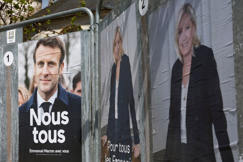Official campaign posters of 2022 French presidential election candidates are
