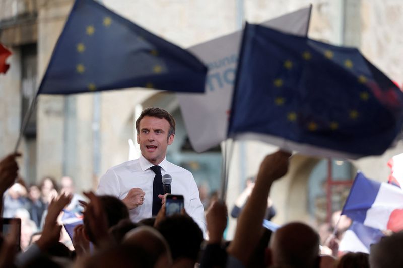 French President Macron, candidate for his re-election, campaigns in Figeac