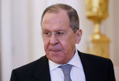 FILE PHOTO: Russian Foreign Minister Sergei Lavrov meets with his