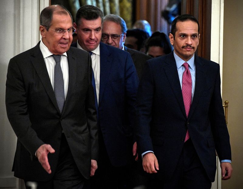 FILE PHOTO: Russian FM Sergei Lavrov holds talks with Qatari