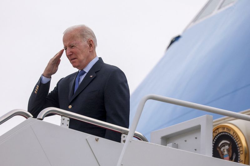 U.S. President Biden boards Air Force One at Joint Base