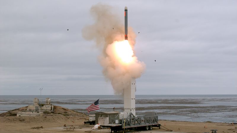 FILE PHOTO: A view of a test missile launch as