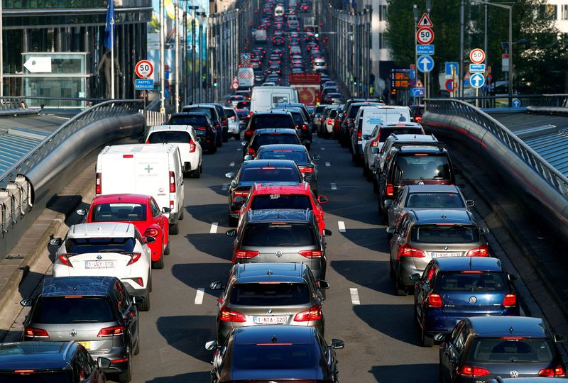 FILE PHOTO: Cars are seen stuck in a traffic jam