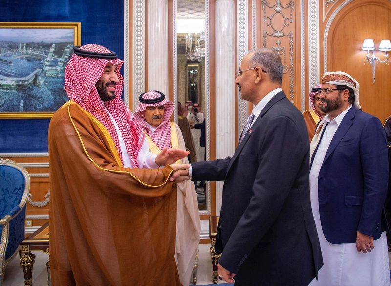 Saudi Crown Prince Mohammed bin Salman receives Aidarous al-Zabidi, member