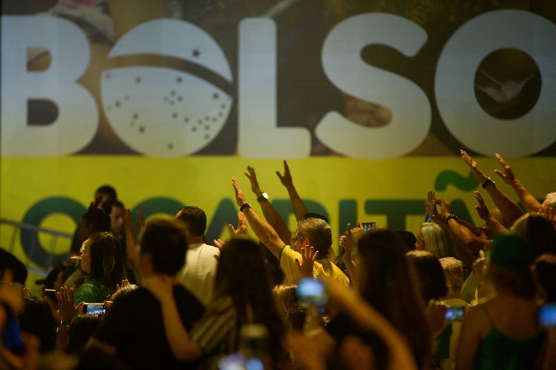 Supporters of Brazil’s President Bolsonaro take part in an event