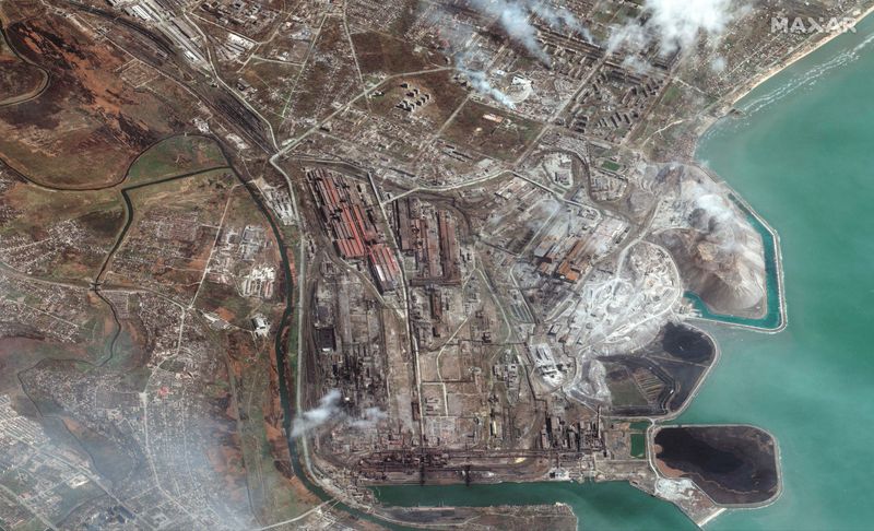 FILE PHOTO: A satellite image shows an overview of Azovstal