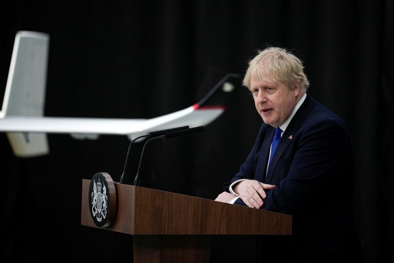 FILE PHOTO – British Prime Minister Johnson delivers speech on