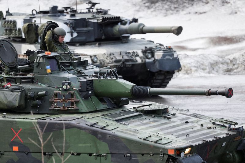 FILE PHOTO: Swedish and Finnish tanks are seen during a