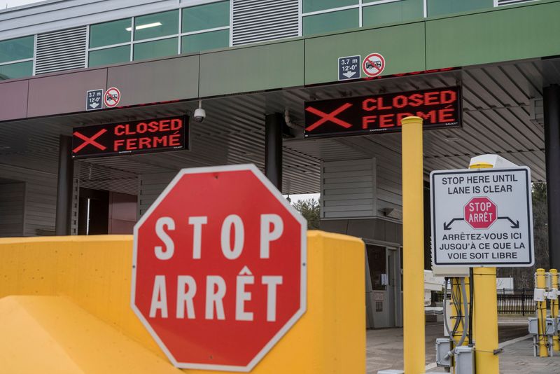 FILE PHOTO: Two closed Canadian border checkpoints in Lansdowne