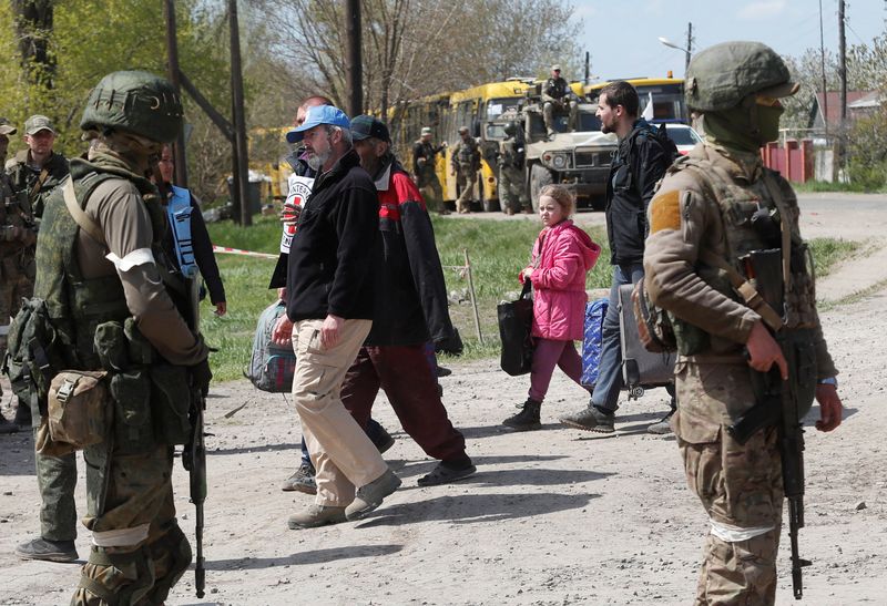 Civilians who left the area near Azovstal steel plant in