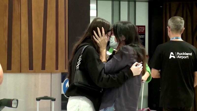 FILE PHOTO: Emotional scenes at Auckland airport as New Zealand