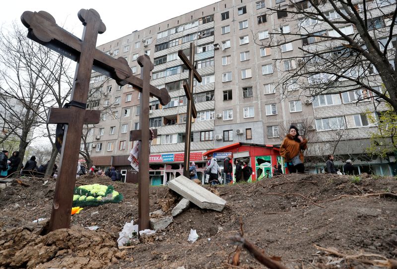 FILE PHOTO: A view shows graves of civilians in Mariupol
