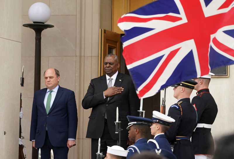 U.S. Defense Secretary Lloyd Austin welcomes  British Defense Secretary