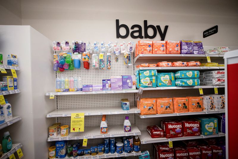 Empty shelves show a shortage of baby formula in San