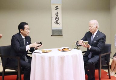 U.S. President Joe Biden experiences a traditional tea ceremony with