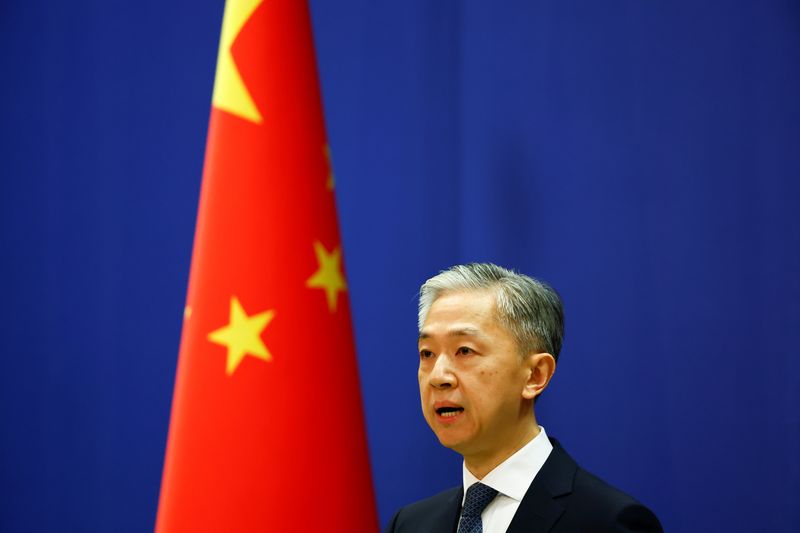 Chinese Foreign Ministry spokesperson Wang Wenbin spekas during a news