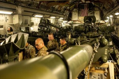 FILE PHOTO: U.S. Marine Corps M777 howitzers shipped to support