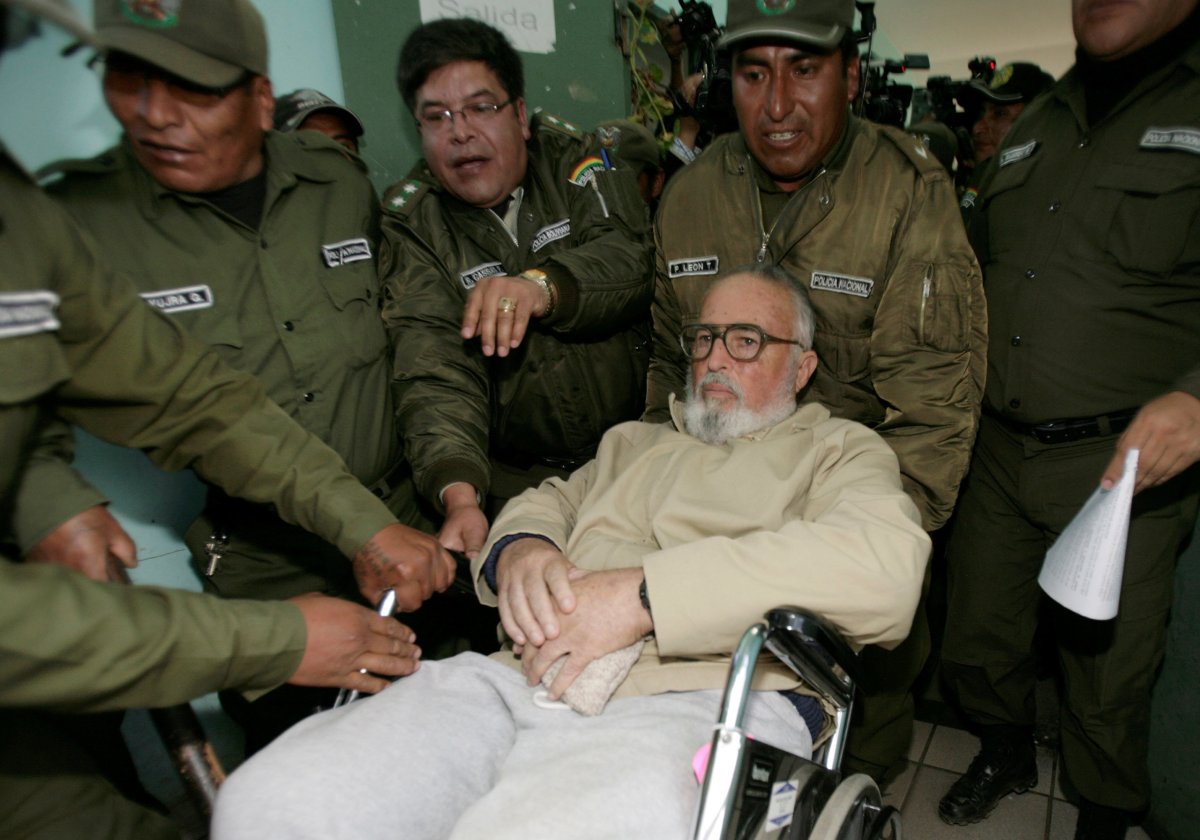 FILE PHOTO: Former Bolivian Interior Minister Arce Gomez is transported
