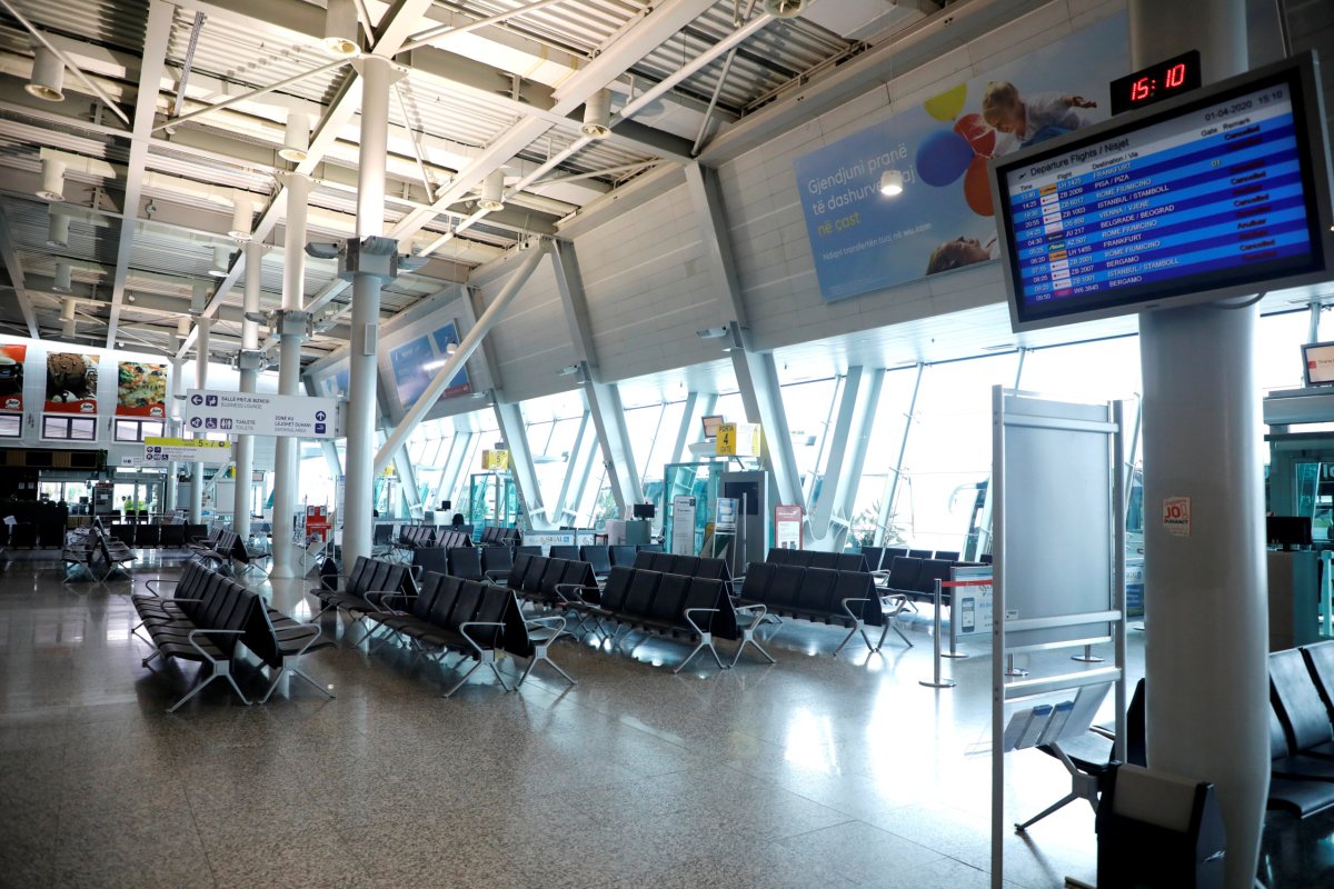 General view of empty gates at Tirana International Airport