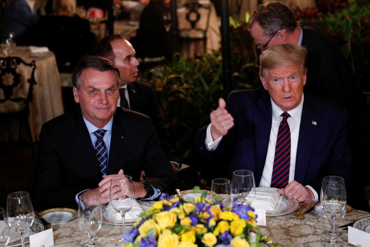 U.S. President Donald Trump participates in a working dinner with