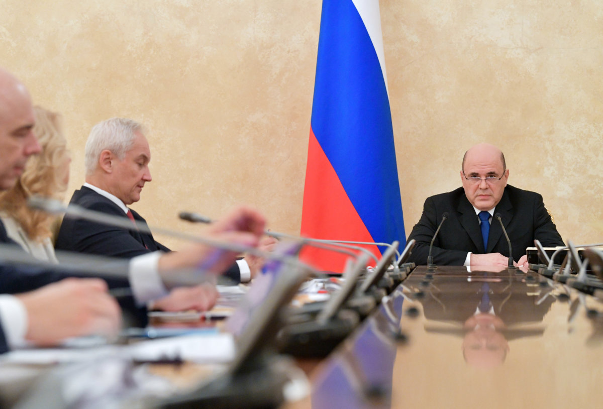 Russian Prime Minister Mikhail Mishustin chairs a meeting in Moscow