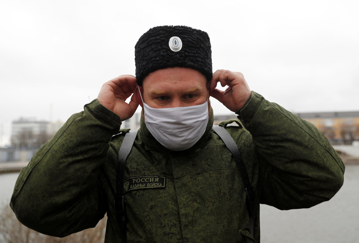 Cossacks wear SilverMask reusable face masks as they patrol the